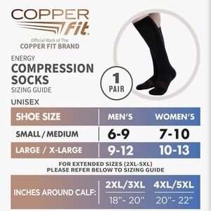 Unisex Copper Fit Energy Plus Compression Socks - Black